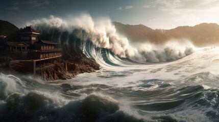 Obraz premium Tsunami - Climate Change