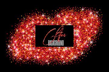 Stylish black background with red glitter dots, modern design template. Vector illustration..