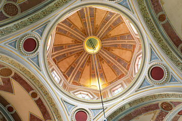 Fototapeta premium colorful dome ceiling and architectural details of michoacan university public library building morelia mexico