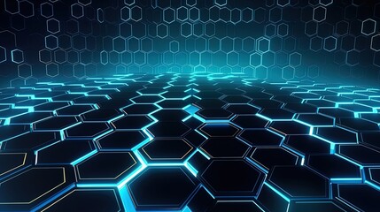 Fototapeta premium Abstract technological hexagonal background digital Technology Network Background Illustration Futuristic point wave.
