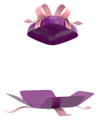 Opened gift box. 3D gift box. 3D illustration.