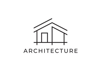 home architect logo design. building simple modern line symbol vector