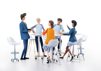 Group of business people having a meeting, collaborating on a project, discussing new ideas. 3D rendering illustration