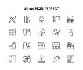 Beauty Cosmetic Flat Line Icon Symbol Set Collection

