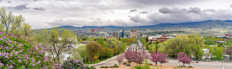 Panoramic view of Boise down Capital Boulevard