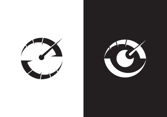eye with speed logo design. speedometer automotive simple creative vector illustration.