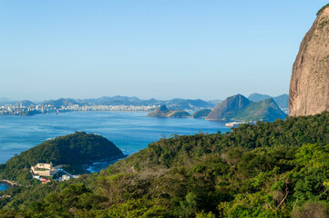 Fototapeta na wymiar Sugar loaf mountain and its gondola close up in Rio de Janeiro, Brazil