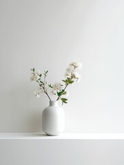simple white background vase against a white background wall, generative ai