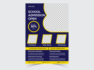 Obraz premium School admission flyer design set.Flyer brochure cover template for Kids back to school education admission layout design. vector illustration.
