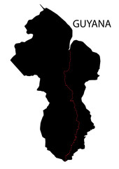 Map Shape Guyana Black