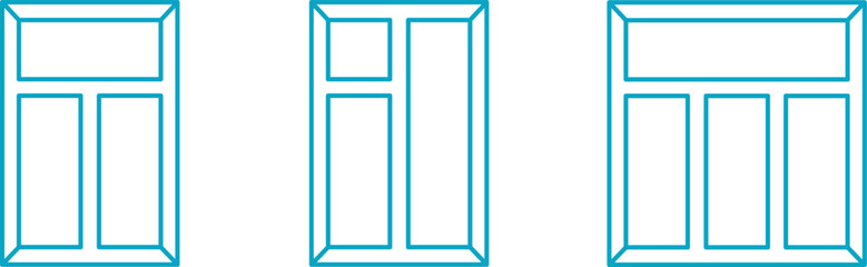Windows of houses and buildings, glass windows vector icons