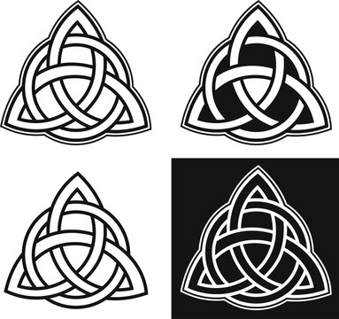 Celtic traditional pagan runic symbol Triquetra several variants