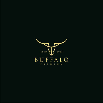 
Line art buffalo head illustration luxury logo design