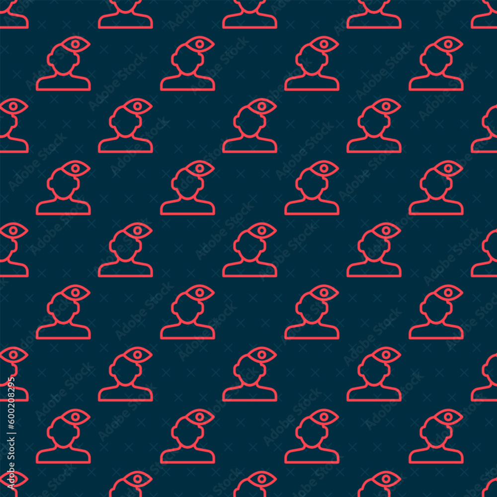 Poster red line solution to the problem in psychology icon isolated seamless pattern on black background. t