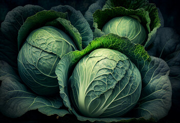 Young cabbage close up. AI Generated