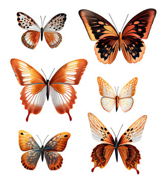 butterfly set isolated. Generative AI  