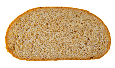 round loaf of rye bread sliced isolated on white background