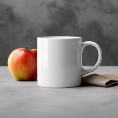Coffee mug, a white cup on a table. Styled photo, product mockup, created with Generative AI technology. - 600210473