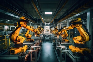 Fototapeta premium Robots in Factory - Artificial Intelligence in Factories