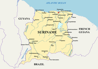 Map of Suriname - Kaart van Suriname - Mapa de Surinam
