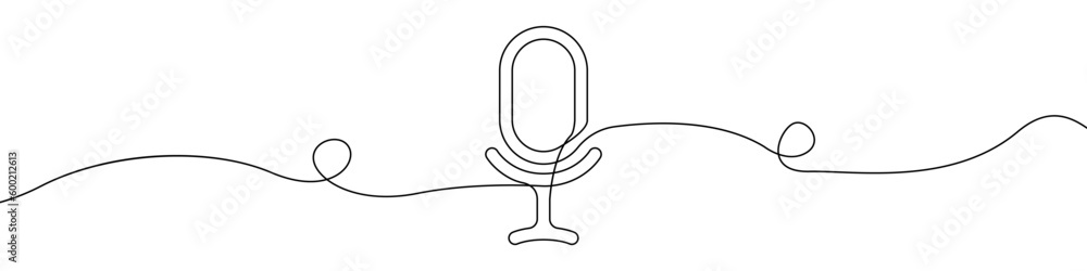 Poster microphone sign line continuous drawing vector. one line microphone vector background. microphone ic
