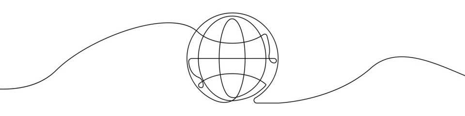 Globe, planet earth sign line continuous drawing vector. One line Globe, planet earth vector background. Globe, planet earth icon. Continuous outline of Globe, planet earth. Linear Globes, planets ear