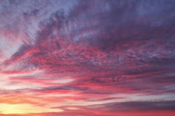 Naklejka na ściany i meble Colourful cloudy twilight beautiful sky cityscape sunset and morning sunrise. Dramatic evening night early morning view