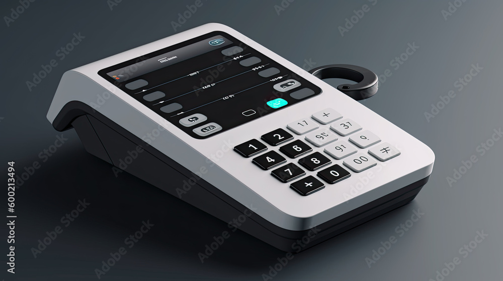 Poster crypto currency pos terminal device for reading banking cards generative ai