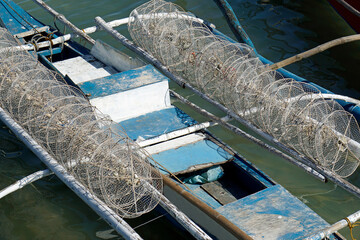 traditional small wooden fisher boats on cebu island