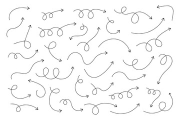 Curved dotted arrow. Zigzag arrow stripes design with dotted lines.