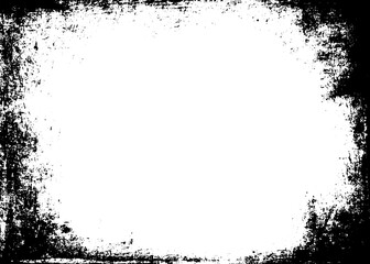 Grunge border texture background. Abstract frame overlay. PNG graphic illustration with transparent background.