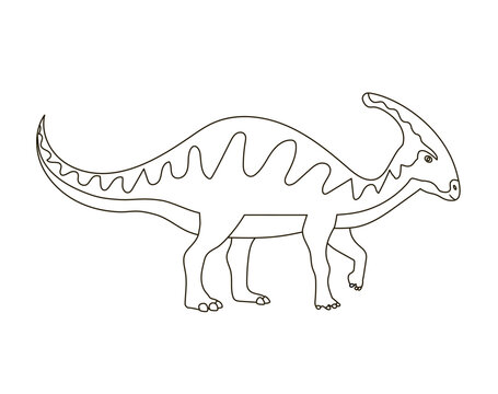 black and white parasaurolophus dinosaur walking clip art preview