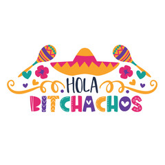 Cinco de Mayo lettering for greeting card design, romantic illustration. Festive decoration. Vector illustration. 