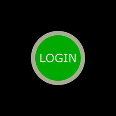 Login icon, button isolated on black background