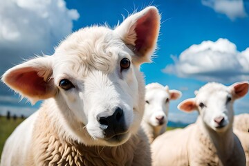 Obraz premium Curious lamb, Generative AI