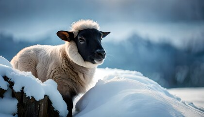 Fototapeta premium Curious lamb, Generative AI