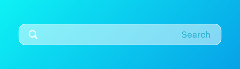 Obraz premium Transparent search bar. Internet browser engine with search box, address bar and text field. UI design, website interface element with web icons and push button. Vector illustration