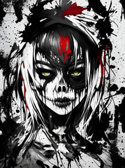 Zombie girl. AI generated illustration