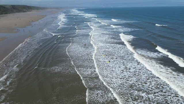 Sea waves isolated, May 2023, Saltburn-by-the sea, coastal, seaside town, beach, North Yorkshire coast, Teesside, England, UK