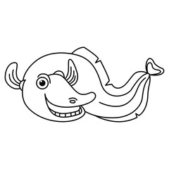 Funny eel cartoon vector coloring page