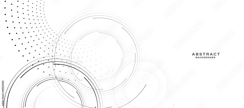 Poster abstract white background with black circle rings. digital future technology concept. vector illustr