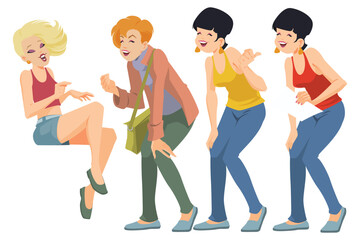 Set of cheerful laughing girls. Illustration for internet and mobile website.