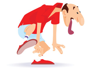 Exhausted man. Illustration for internet and mobile website.