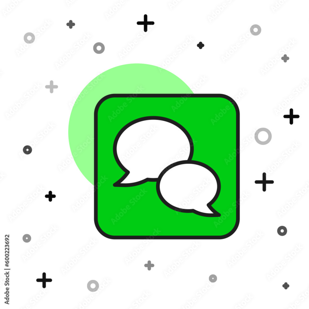Poster filled outline speech bubble chat icon isolated on white background. message icon. communication or 