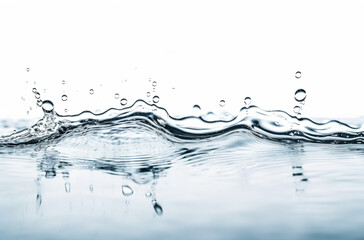 A wave of pure transparent spring water on a white background. Generative ai