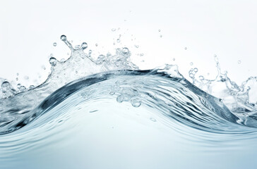 A wave of pure transparent spring water on a white background. Generative ai