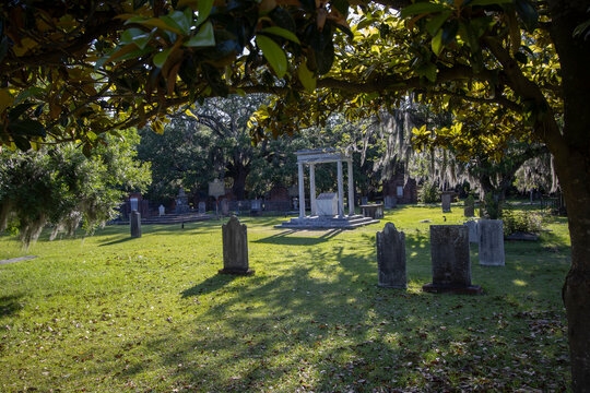 Historic Colonial Park Cemetery, Savannah, Georgia established in 1750