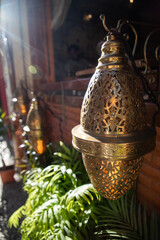 muslim lantern hanging on the street