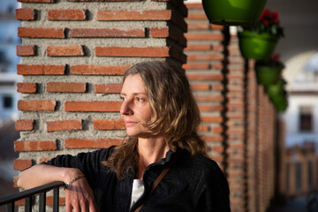 woman strolling in picturesque village of  Mijas. Costa del Sol  Andalusia  Spain