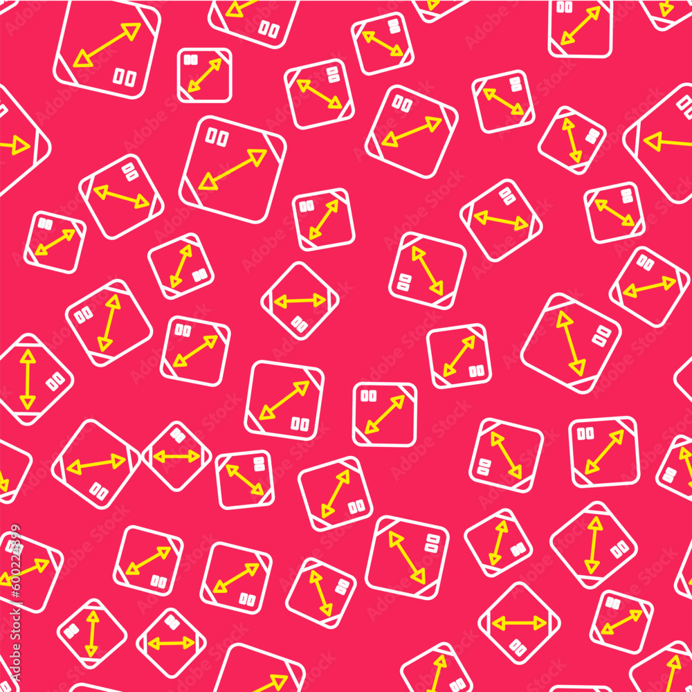 Poster line diagonal measuring icon isolated seamless pattern on red background. vector